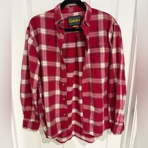 Cabela's Red and White Plaid Button-Down Shirt